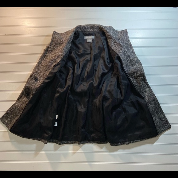 Ann Taylor Ladies Size 2 Lined Classic Gray Tweed Jacket Removable Belt Ex Cond - Picture 6 of 7